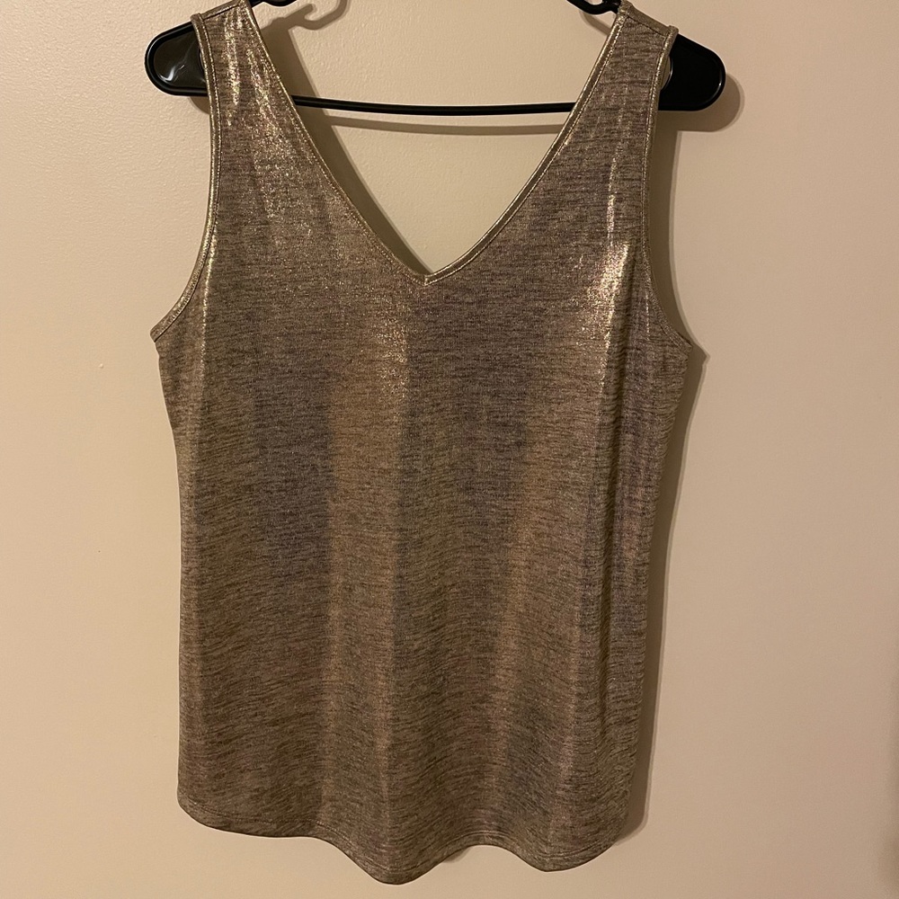 White House Black Market shiny gold tank top. NWOT